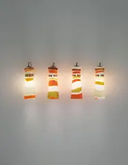 Massimo Vignelli, Set of four wall lights, circa 1960, Incamiciato glass, brass