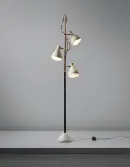 Rare floor lamp by Gino Sarfatti, circa 1951, Tubular brass, brass, painted metal, painted tubular brass, sold Dec 2014