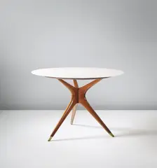 Side table by Ico Parisi, 1949, Carrara rosato marble, walnut, brass, sold Dec 2014
