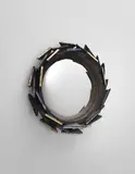 Line Vautrin, Rare "Pacifique" mirror, circa 1957, Talosel resin, colored mirrored glass, convex mirrored glass