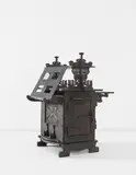 Charles Rohlfs, "Revolving music stand and holder", 1901, Stained white oak, hand-wrought copper. Each drawer interior with original green stain