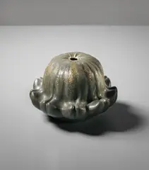 Jean Dunand, Gourd-form vase, circa 1914, Cast pewter with gilt lacquer decoration