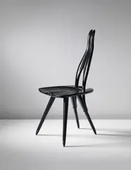 Carlo Mollino, Important side chair, designed for Carlo Mollino's office at the Facoltà di Architettura, Politecnico di Torino, 1959, Painted beech, painted brass