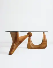 Isamu Noguchi, The Goodyear Table, for A. Conger Goodyear, Old Westbury, New York, 1939, Stack-laminated rosewood, original Herculite plate glass