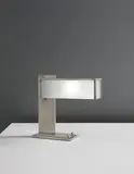 Robert Mallet-Stevens, Desk lamp, circa 1930, Nickel-plated steel, frosted glass