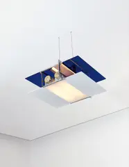 Eileen Gray, Rare "Aéroplane" ceiling light, circa 1930, Chromium-plated metal, rubber, cobalt blue plate glass, white plate glass