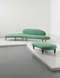 Rare “Cloud-form” sofa, model no. IN-70, and "Cloud-form" ottoman, model no. IN-71 by Isamu Noguchi, circa 1948, Birch, fabric, sold Dec 2014