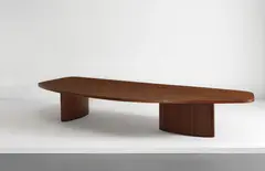 Balkrishna Doshi and Le Corbusier, Unique and monumental "Managing Committee Table," model no. LC-AH-01-A, from the Managing Committee Room of the Mill Owners’ Association Building, Ahmedabad, 1953-1954, Teak-veneered wood