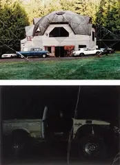 Oscar Tuazon, Two Works: i) Geodesic Dome House; ii) Off Road, 2007, folded digital color coupler prints on Kodak archival grade paper