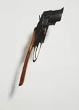 Robert Lazzarini, Gun (V), 2009, metal and wood with mounting rod and base
