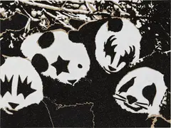 Rob Pruitt, Kiss Pandas, 2008, glitter and enamel on canvas