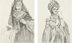 Rachel Feinstein, Two Works: i) Spanish Marie in pencil; ii) Untitled, 2006, graphite on paper