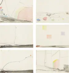 Nigel Cooke, Thaw, 2005, watercolour on paper, in 6 parts