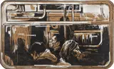 Caledonia Curry & Swoon, Subway Windows, 2005, linoleum block print on craft paper, wheat-pasted to board