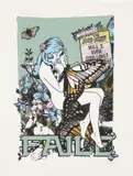 Faile, Butterfly Girl Monoprint #5, 2003, silkscreen inks and mixed media on paper