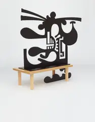 Female Portrait (Second Generation, C) by Carroll Dunham, 2003, painted aluminum and wooden table base, sold Mar 2013