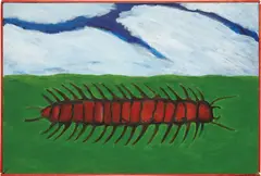 You Can Like It (Centipede) by Kiki Smith, 1982, fabric paint on linen, in artist's painted wood frame, sold Mar 2013