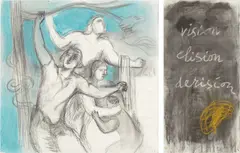 Vision, elision, derision by Sandro Chia, 1987, graphite and pastel on paper, in two parts, offered Mar 2013