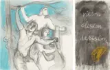 Sandro Chia, Vision, elision, derision, 1987, graphite and pastel on paper, in two parts