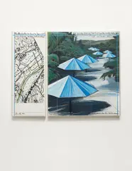 Christo, The Umbrellas (Joint Project for Japan and USA), 1989, mixed media on paper, laid on panel, in two parts