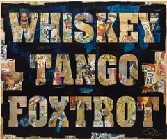 Peter Tunney, WTF (Whiskey Tango Foxtrot), 2013, acrylic and collage on canvas