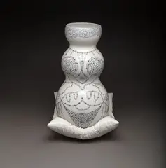 Elif Uras, Ottoman Belly, 2010, polychrome underglaze on quartz, in two parts
