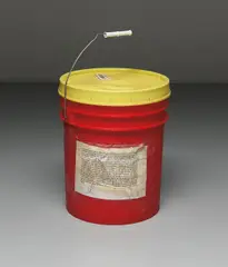 Jason Rhoades, The '92 Caprice Book Stop, 1996, plastic bucket with printed paper and adhesive tape