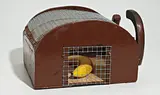 Andreas Slominski, Monkey Trap, 2004, wood, metal, paint, plastic, and banana