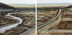 Landscape (Diptych) by Gogi Totibadze, 2010, oil on canvas, sold Mar 2013
