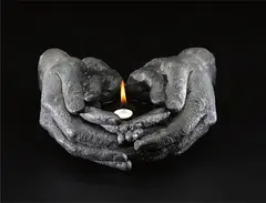 Untitled (Hands) by Jaume Plensa, 2007, cast bronze and oil wick, sold Mar 2013