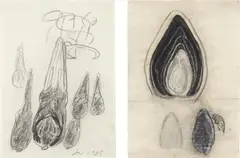 Terry Winters, Two Works: i) Untitled, 1983; ii) Untitled, 1985, i) charcoal, chalk, and crayon on paper; ii) charcoal on paper