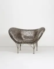 Johnny Swing, “Half Dollar / Butterfly” chair, 2011, Welded U.S. half dollars, stainless steel