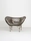 Johnny Swing, “Half Dollar / Butterfly” chair, 2011, Welded U.S. half dollars, stainless steel