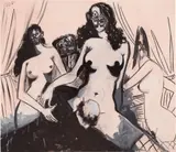 George Condo, The Monk at the Brothel, 2007, acrylic and charcoal on canvas