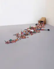 Tom Friedman, Inside Out, 1991-2006, cardboard box, christmas lights, styrofoam and various media from the artist's studio
