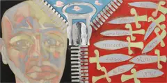 Zip by Francesco Clemente, 1998, oil on linen, sold Mar 2013