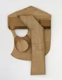 Thomas Houseago, Untitled (Coin Mask I), 2008, plywood and graphite