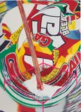 James Rosenquist, The Meteor Hits the Swimmer's Pillow, 1997, oil on canvas, with coiled metal springs