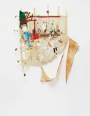 Untitled by Elliott Hundley, 2005, paper, collage, fabric, wire, wood, found materials, offered May 2013