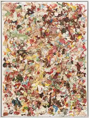 Dan Colen, TBT, 2008, chewing gum and gum wrappers on canvas, in artist's frame