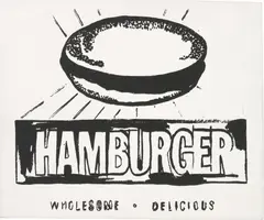 Hamburger by Andy Warhol, 1986, synthetic polymer paint and silkscreen ink on canvas, sold May 2013