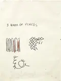 Three Kinds of Fences by Jean-Michel Basquiat, 1981, oil stick on paper, sold May 2013