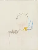 Jean-Michel Basquiat, Dog Shit in the Head of the Pope, 1981, wax crayon on paper