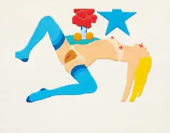 Embossed Nude #3 (Legs Spread) by Tom Wesselmann, 1968-73, Liquitex in colors, pencil and embossing on paper, offered May 2013