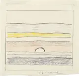 Roy Lichtenstein, Untitled (Landscape Red Sunset), circa 1964, pencil, colored pencil, ink on paper