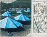 The Umbrellas by Christo, 1989, mixed media on paper, laid on panel, in 2 parts, sold May 2013