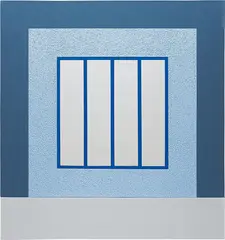 Blue Prison by Peter Halley, 2000, metallic acrylic, pearlescent acrylic, Roll-a-Tex on canvas, sold May 2013
