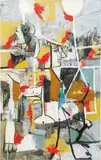 St. Lucy Collage by George Condo, 1994, oil, acrylic, colored pencil, chalk, paper on canvas, sold May 2013