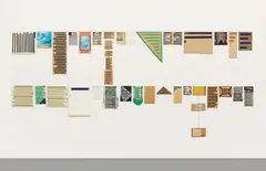 Lines by Thomas Hirschhorn, 1990-91, ink and collage on cardboard, styrofoam and wood in 31 parts, offered May 2013