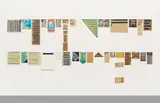 Thomas Hirschhorn, Lines, 1990-91, ink and collage on cardboard, styrofoam and wood in 31 parts